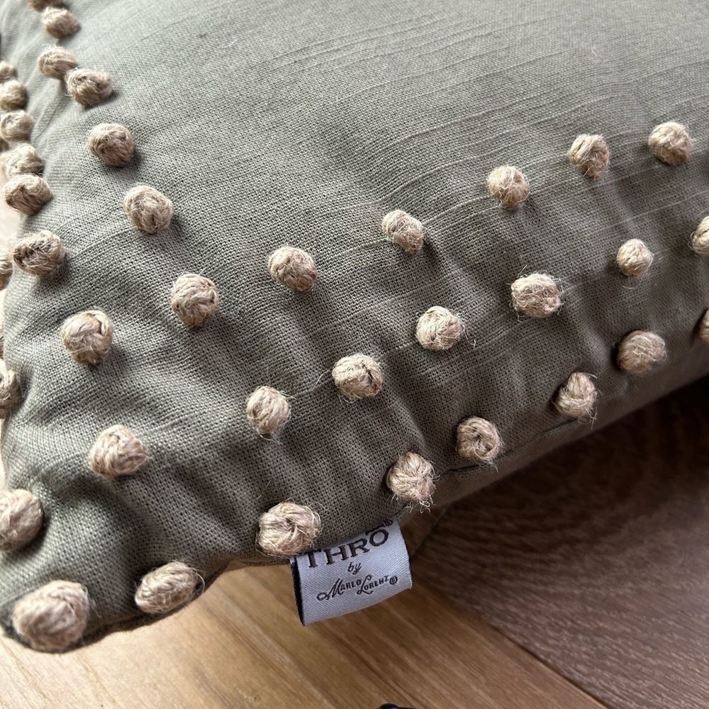 NWOT 20” x 20” Linen Throw Pillows, Olive Green, set of 2 - Picture 2 of 6